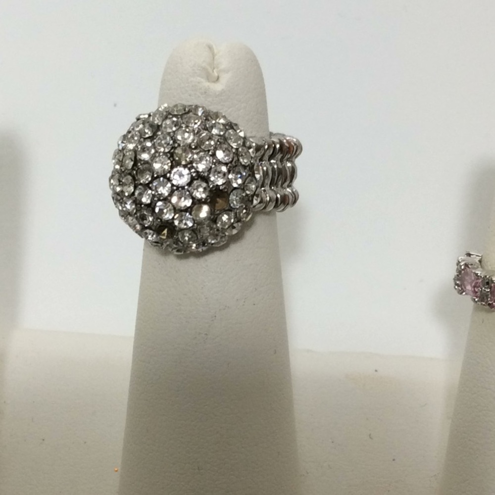Pink & Rhinestone Ring Trio - Picture 2 of 4